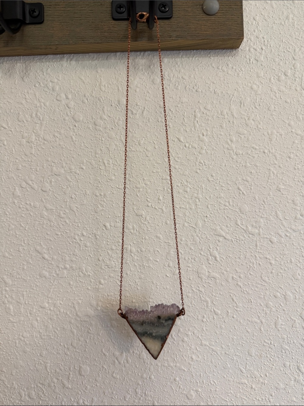 Copper Chain Stone Triangle Pendant Necklace